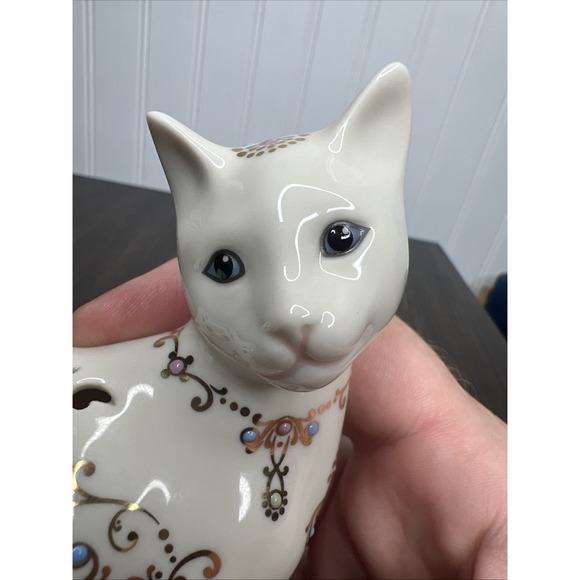 LENOX Jewels Of Light Cat Figurine 4.5" Curled Tail Blue Eyes Jeweled EUC! - Picture 10 of 11